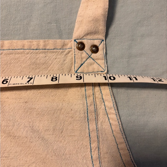 Anthropologie Cotton Linen Blend Apron Natural/Blue Contrast - Picture 6 of 6